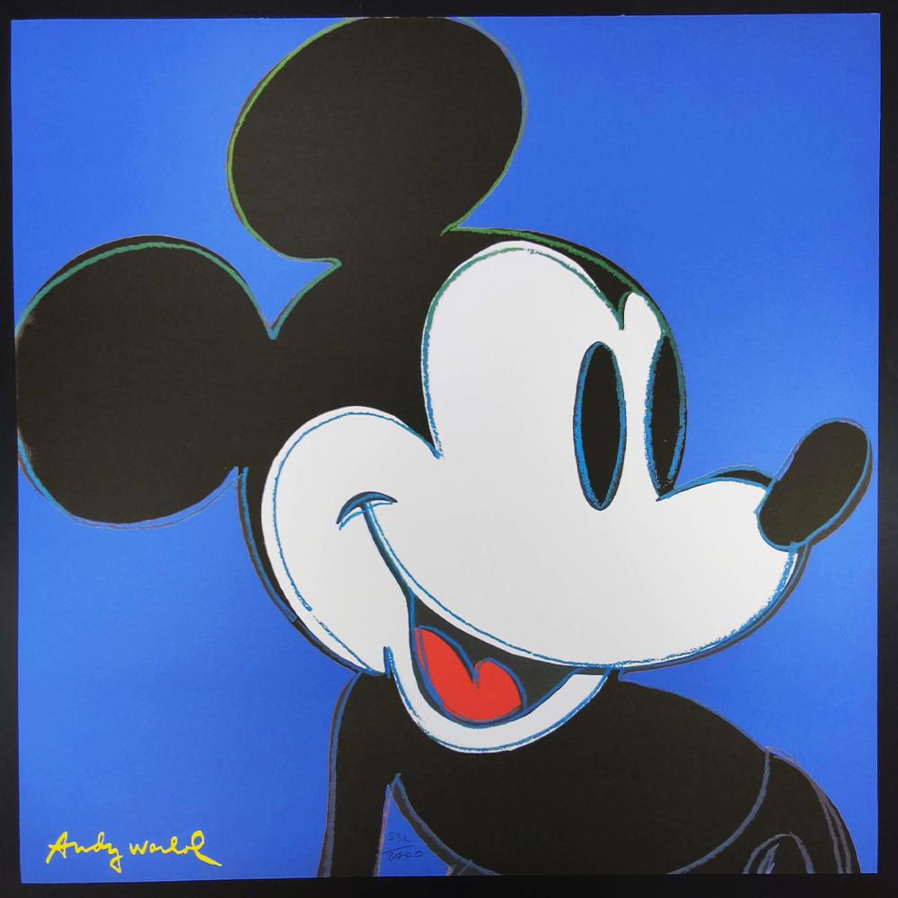 1980s Big Andy Warhol "Mickey Mouse" Blue Limited Edition Lithograph by CMOA.