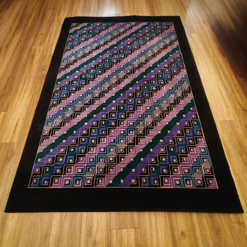 1980S Geometric Rug "Diagonal" by Missoni for T&J Vestor in Pure Wool.