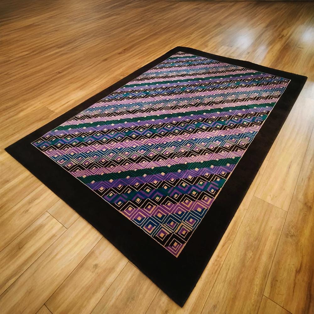 1980S Geometric Rug "Diagonal" by Missoni for T&J Vestor in Pure Wool.