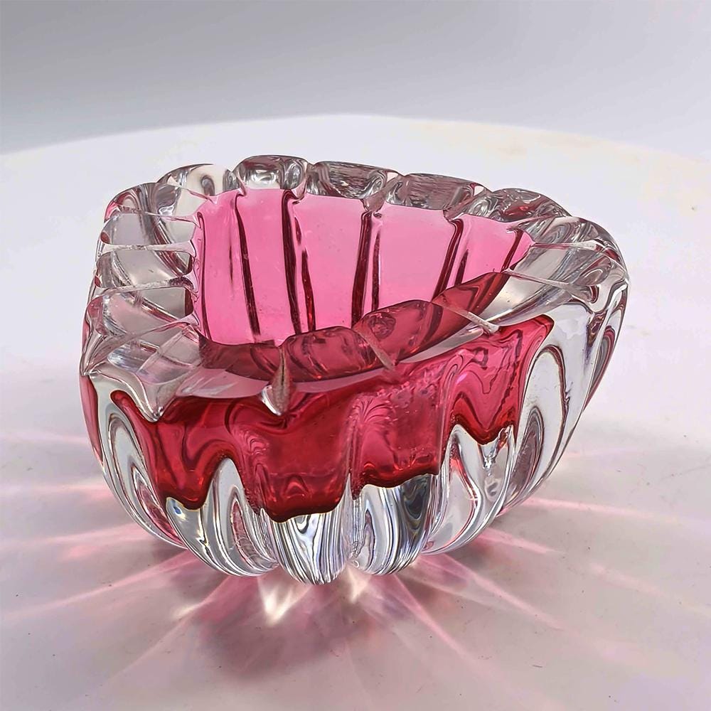 1960s Pink Ashtray in Murano Glass.