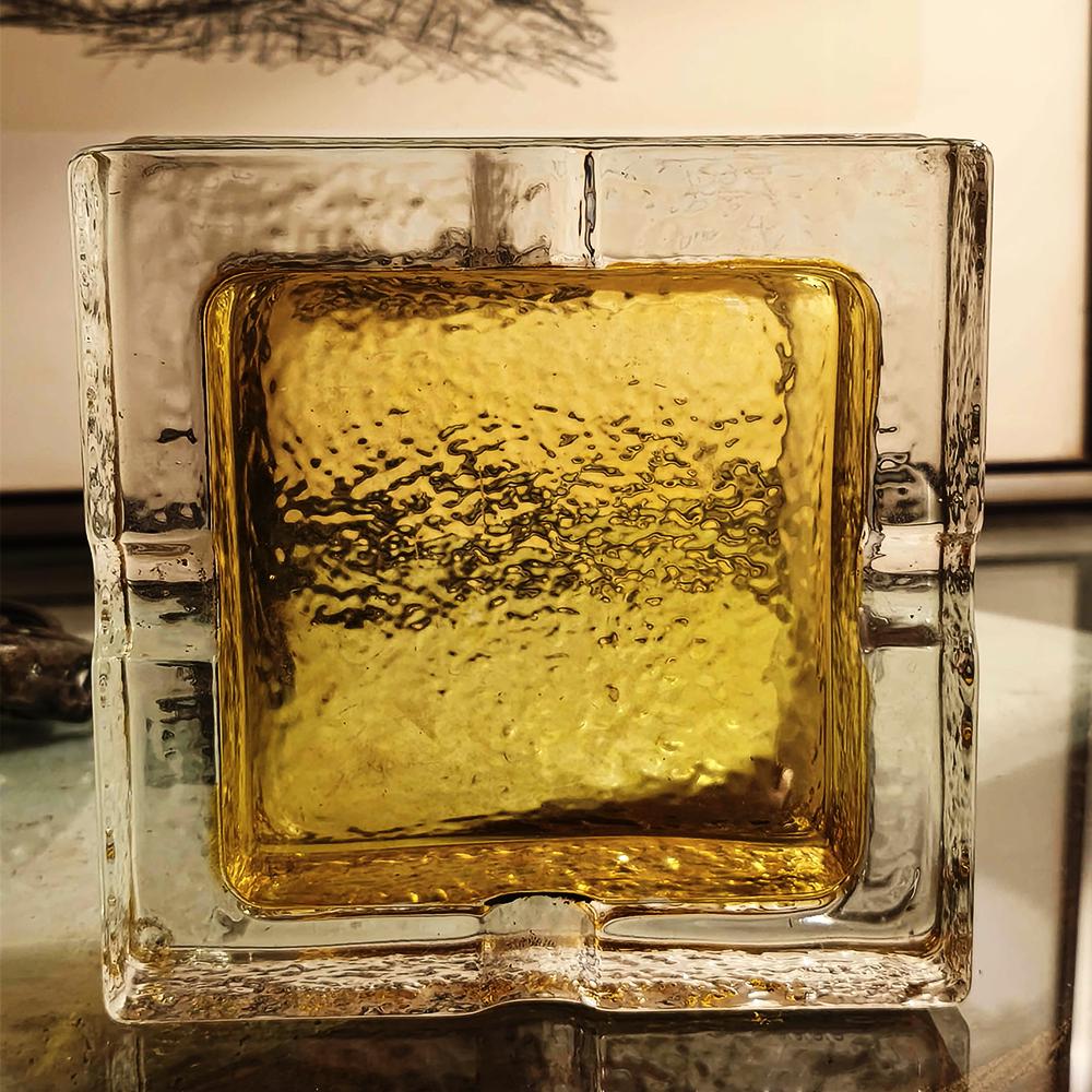 1970s Big Square Ashtray in Murano Glass with Ice Cube effect by Antonio Imperatore.