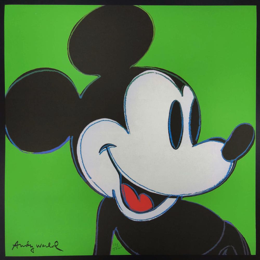 1980s Big Andy Warhol "Mickey Mouse" Green Limited Edition Lithograph by CMOA.