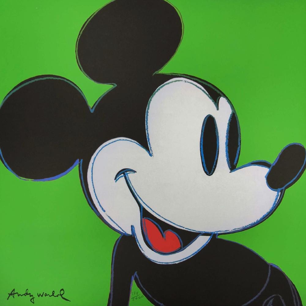 1980s Big Andy Warhol "Mickey Mouse" Green Limited Edition Lithograph by CMOA.