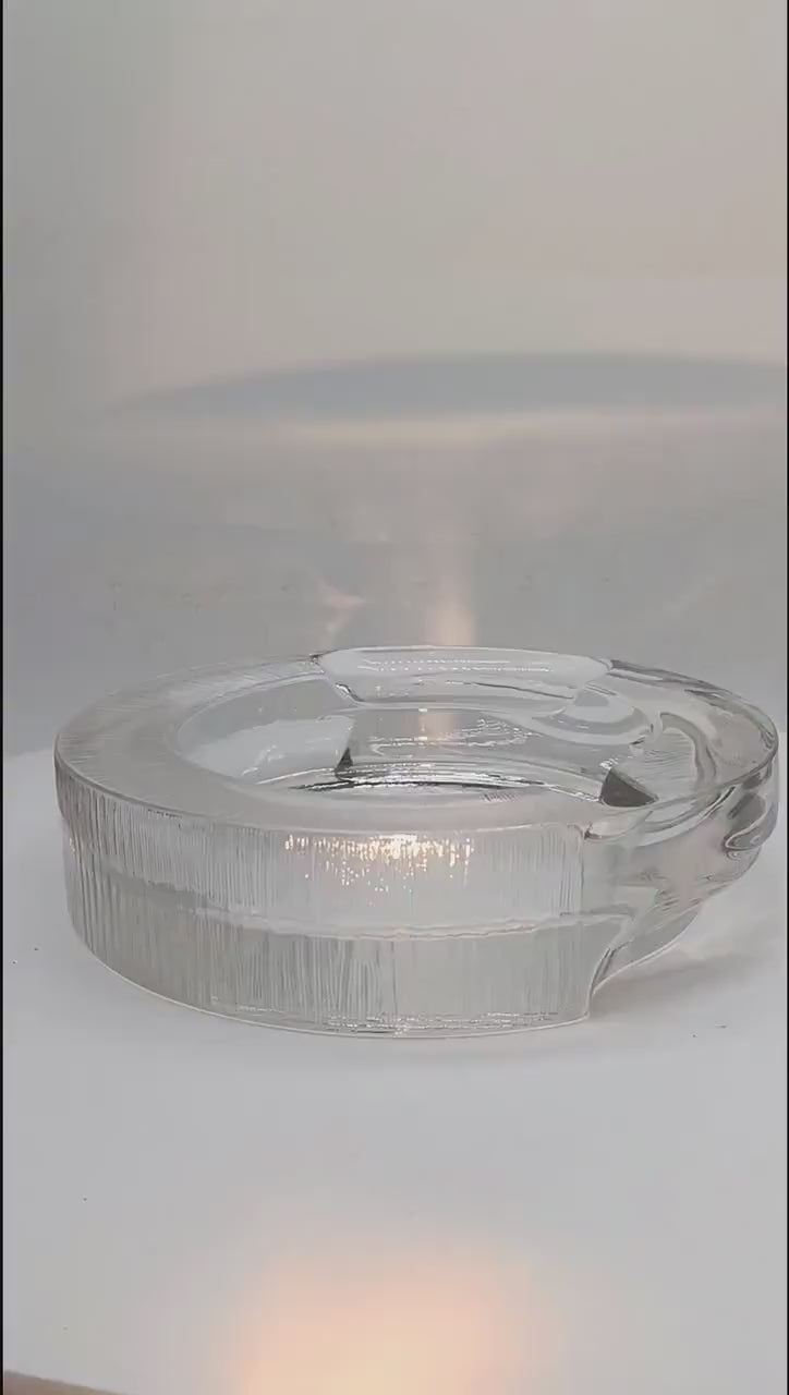 1970s Big  Ashtray by Fabio Frontini for Arnolfo di Cambio in Lead Crystal, Azteca Collection. 20 cm. / 7.87 inches.
