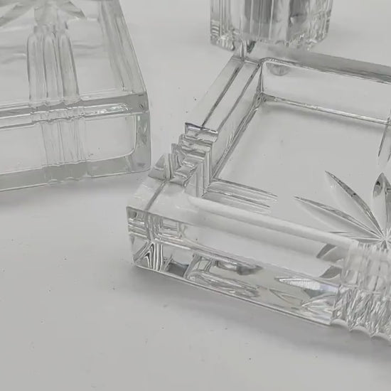 Vintage Crystal Smoking Set "Palms" by Kristall Krisla. Made in Italy, 1970s