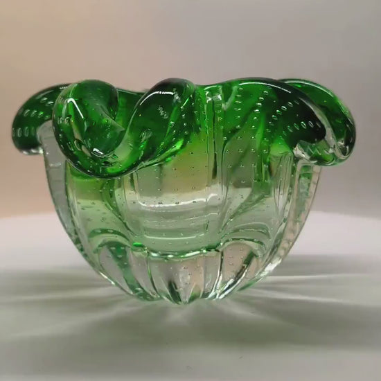 1950s  Big Ashtray or Catch-all in Murano Glass with Air Bubble. Made in Italy.
