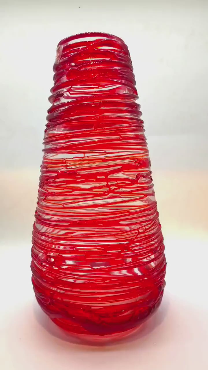 Mid-Century Stunning Vase in hand-worked Murano Glass by Sergio Costantini signed on the bottom. Made in Murano, Italy