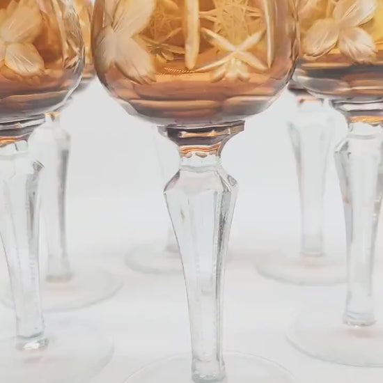 1960s Stunning Set of 6 Liquor Glasses Traube Cordial by Nachtmann in Cut  Crystal. Made in Germany.