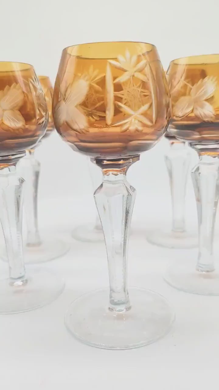 1960s Stunning Set of 6 Liquor Glasses Traube Cordial by Nachtmann in Cut  Crystal. Made in Germany.
