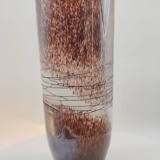 1970s Big Jacketed Vase in Murano Glass with silver finishes. Made in Italy.