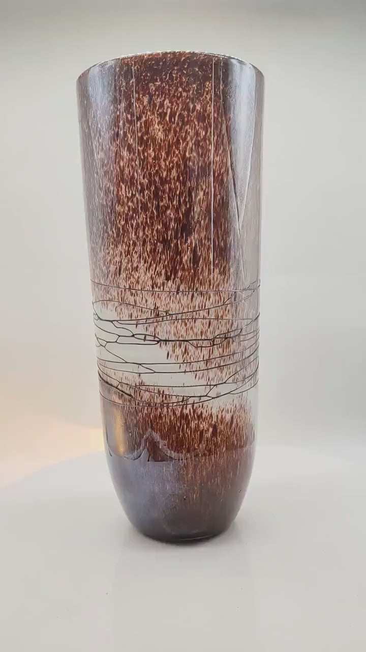 1970s Big Jacketed Vase in Murano Glass with silver finishes. Made in Italy.