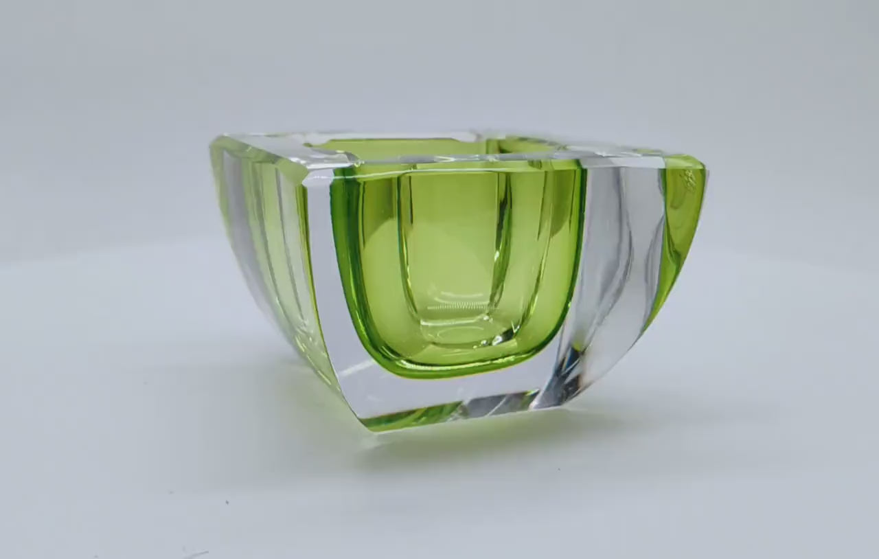 1960S Square Ashtray or Catch-all in Murano Glass. Made in Italy.