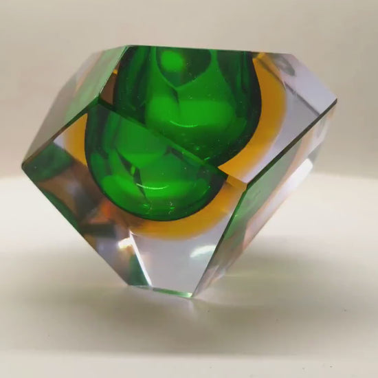1960s Asymmetrical and particular Multifaceted Ashtray / Bowl in Murano Glass. Made in Murano, Italy