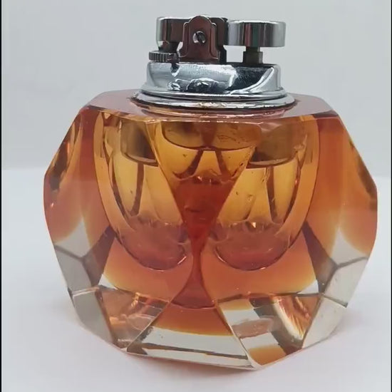 1960s Rare colors Table Lighter in Murano Glass by Flavio Poli for Seguso. Made in Italy.