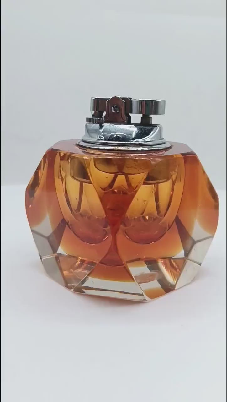 1960s Rare colors Table Lighter in Murano Glass by Flavio Poli for Seguso. Made in Italy.