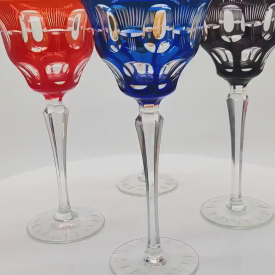 1950s  Set of 4 Big Crystal Glasses by Nachtman. Diam 10  - 20 h cm. / Diam 3.93 - 7.87 h inches.
