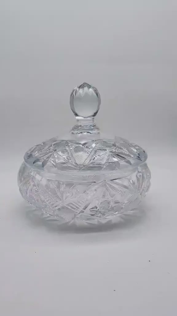 1960s  Jewelry Holder - Candy holder in Crystal. Made in Italy.