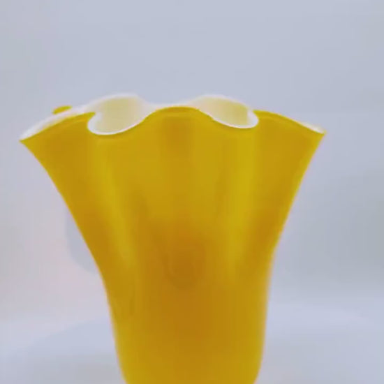 1970S Stunning Jacketed  Fazzoletto Vase in Murano Glass. Made in Italy