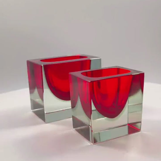 1960s Set of 2 Rectangular Ashtray in Murano Glass by Flavio Poli for Seguso.