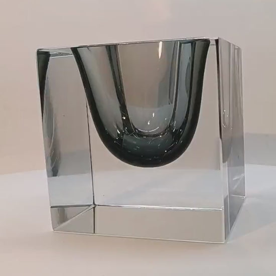 1960s Rare Big Cube Ashtray or Catch-all in Murano Glass by Flavio Poli for Seguso.