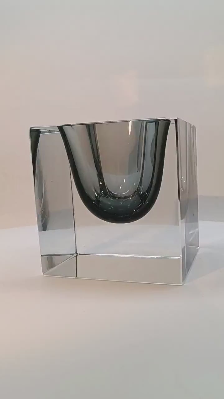 1960s Rare Big Cube Ashtray or Catch-all in Murano Glass by Flavio Poli for Seguso.
