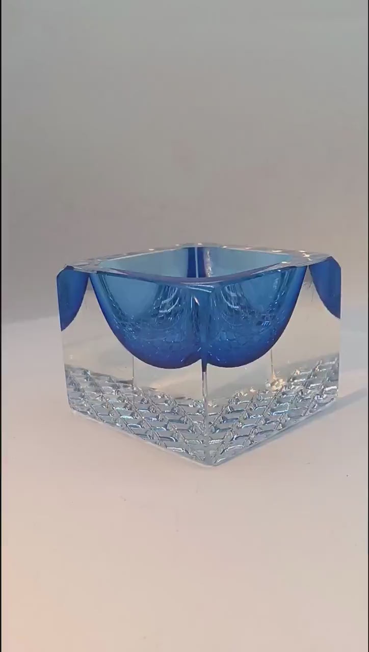 1960s Square Ashtray or Catch-all in Murano Glass by Mandruzzato. Made in Italy
