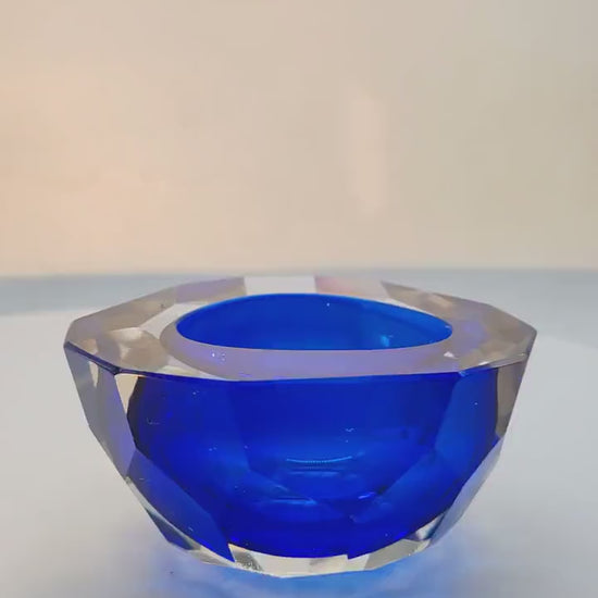 1960s Blue  Geode - Ashtray  in Murano Glass by Flavio Poli for Seguso, Made in Italy