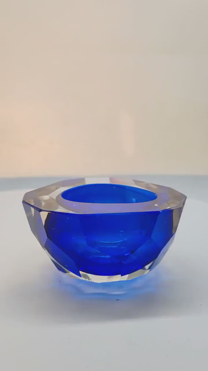 1960s Blue  Geode - Ashtray  in Murano Glass by Flavio Poli for Seguso, Made in Italy