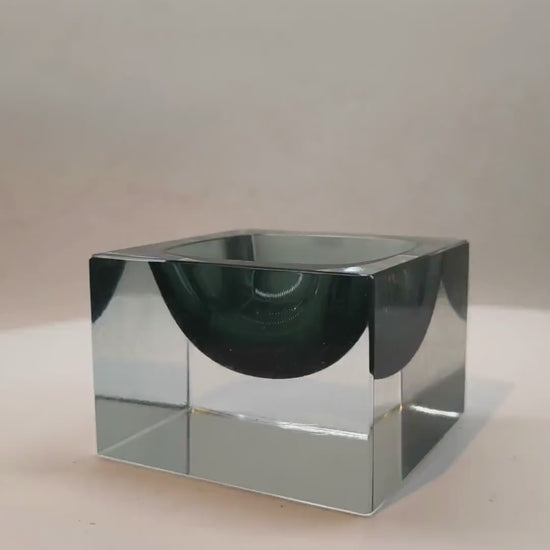 1960s Square Ashtray in Murano Glass Flavio Poli for Seguso with Original Certificate and Label.