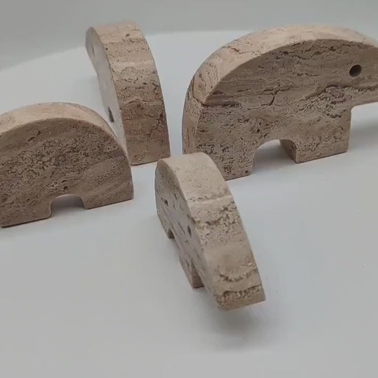 Vintage Set of 4 -  Anteater Sculptures in Travertine attributed to Enzo Mari for F.lli Mannelli.