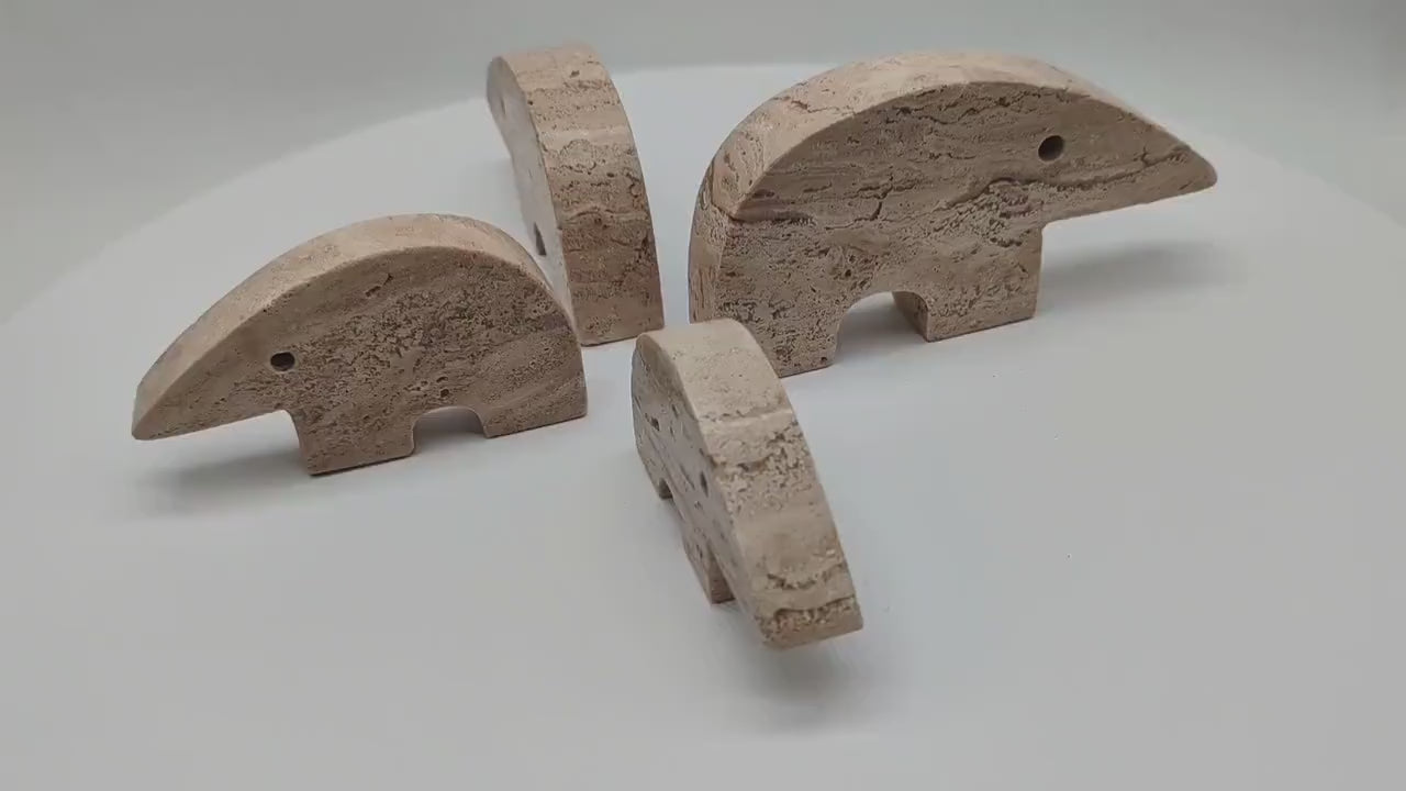 Vintage Set of 4 -  Anteater Sculptures in Travertine attributed to Enzo Mari for F.lli Mannelli.