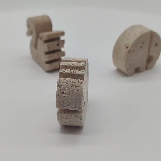 Vintage Travertine Sculptures by Enzo Mari for F.lli Mannelli - set of 3 - Small size - 1970s