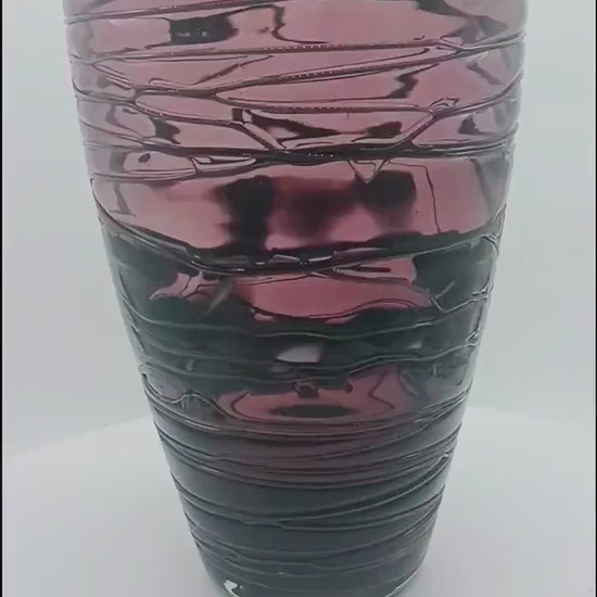 1970s Purple Vase in Hand Worked, Hand Blown Murano Glass - Made in Italy.