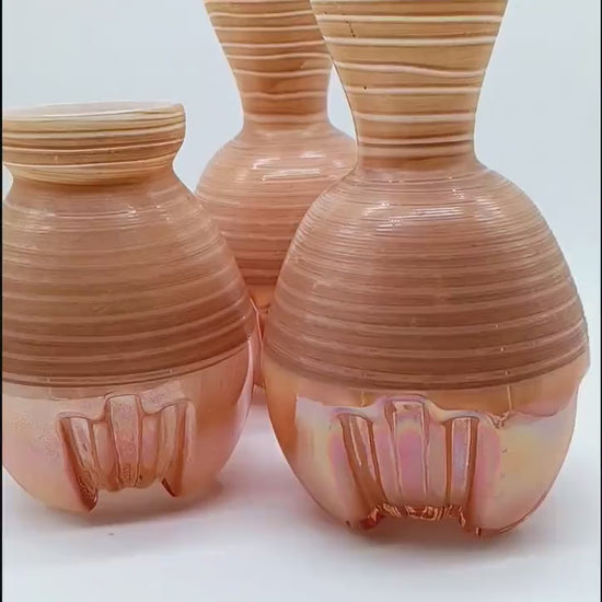 1970s Set of 3 Space Age little Jacketed Vase in Murano Glass. Made in Italy.