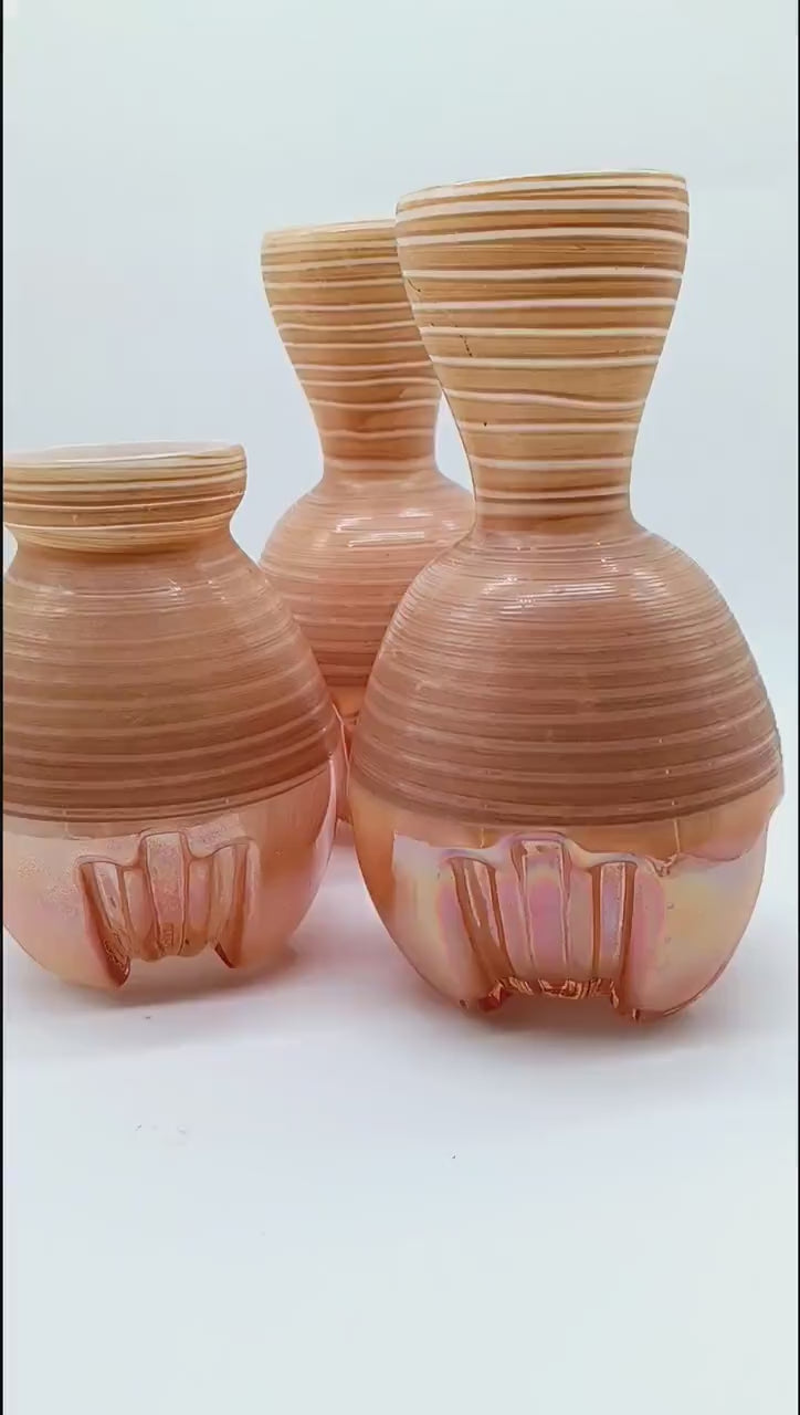 1970s Set of 3 Space Age little Jacketed Vase in Murano Glass. Made in Italy.