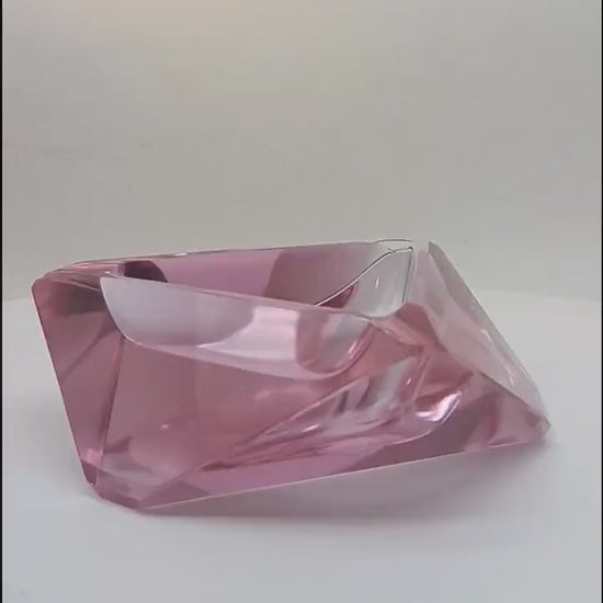 1960s Pink  Multifaceted Ashtray or Catch-all in Murano Glass. Made in Italy.