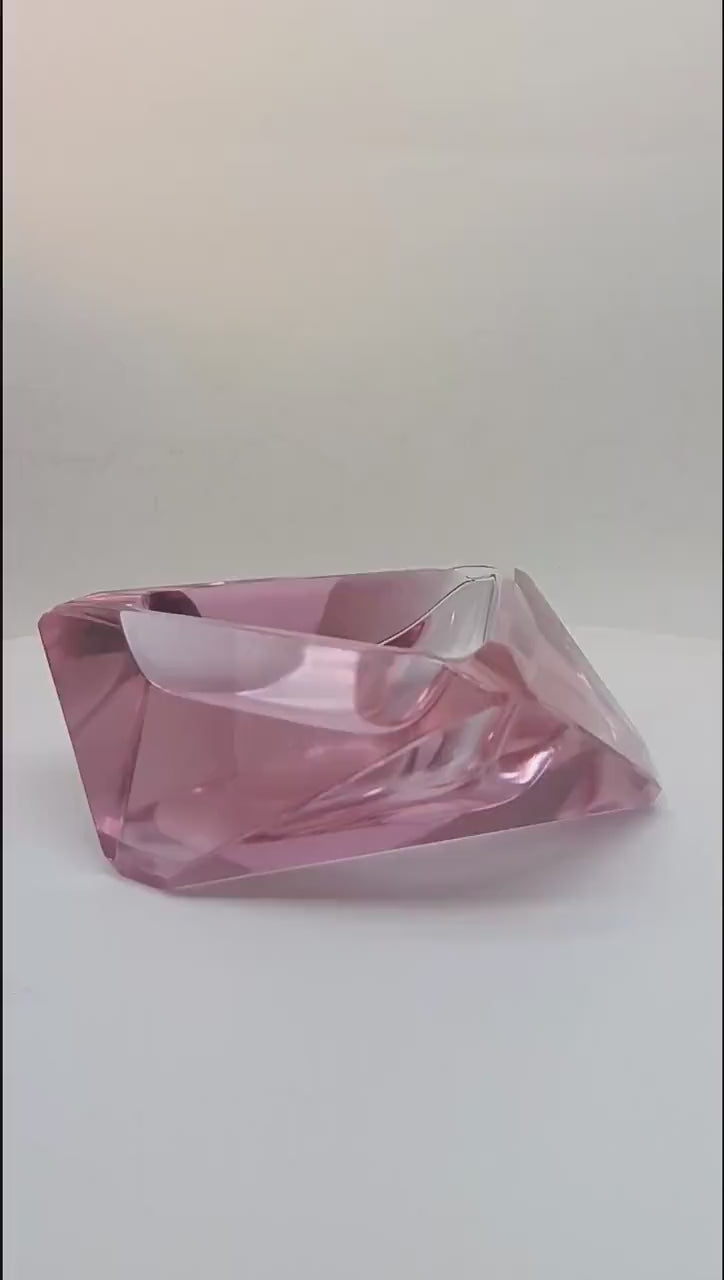 1960s Pink  Multifaceted Ashtray or Catch-all in Murano Glass. Made in Italy.