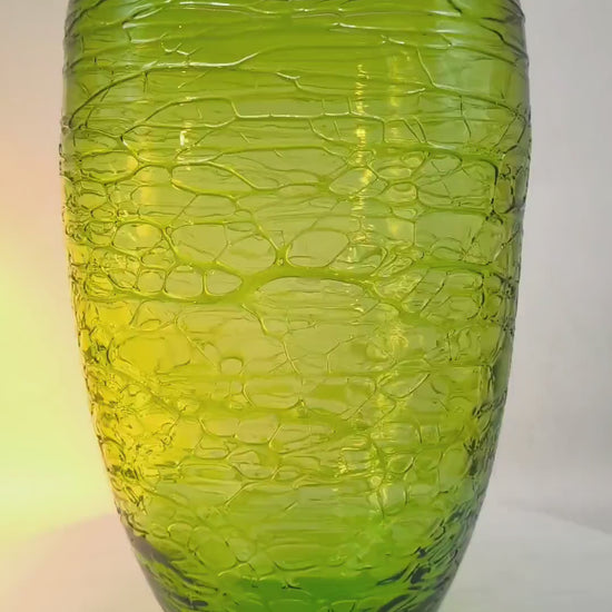 1970s Green Vase in Hand Worked  Murano Glass - Made in Italy. 31 h cm / 12.20 h inches.