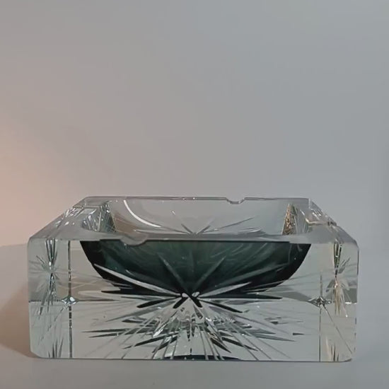 1970s Big Rare Square Ashtray or Catch-all in Murano Glass by Mandruzzato . 14 cm / 5.51 inches