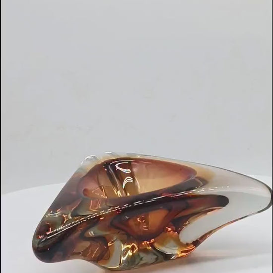 1960s Stunnning Big Triangular Ashtray or Catch-all in Murano Glass. Made in Italy.